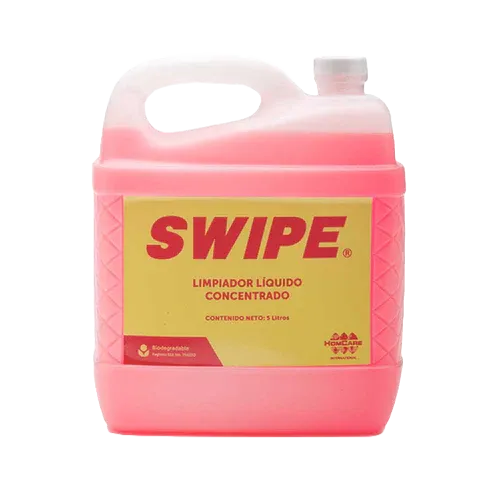 Presentación de 5 litros de Swipe, un líquido desengrasante ideal para cocinas, talleres y superficies industriales.