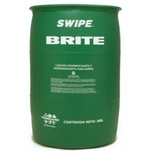 Tambo de 200 litros de desinfectante Brite gel, ideal para uso industrial intensivo y control sanitario.