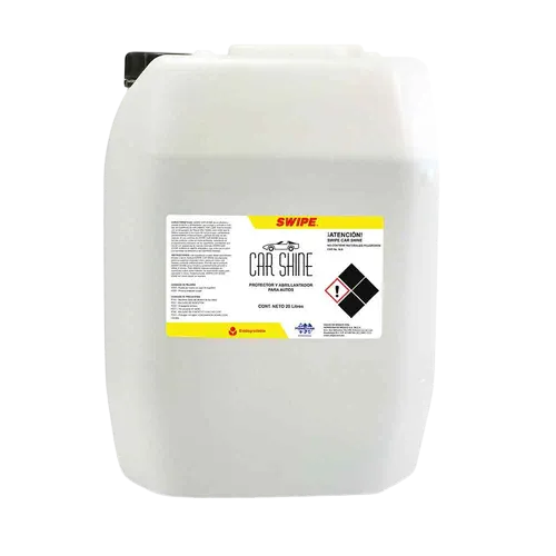 Productos de limpieza para autos Car Shine de veinte litros que protege vinilo, plástico, hule y piel con bloqueador UV duradero.